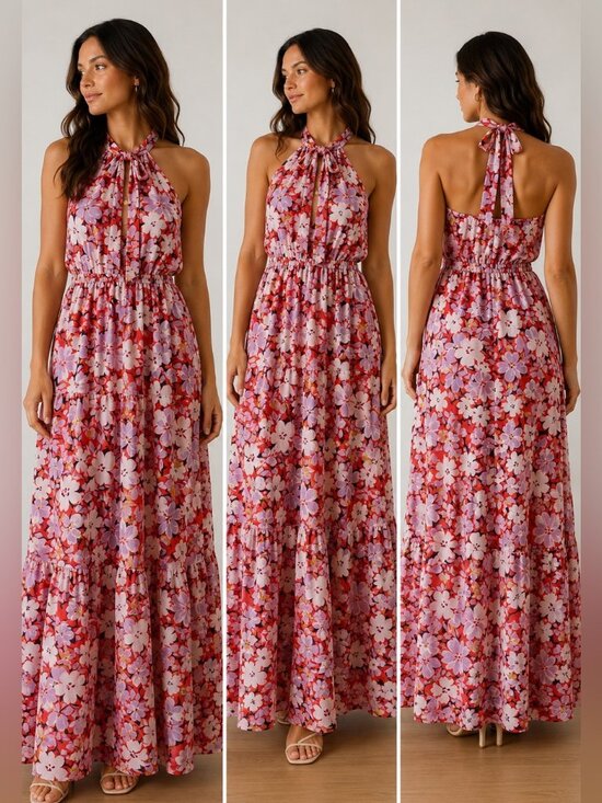 Monteau Dresses & Skirts - Halter Neck Floral Maxi Dress